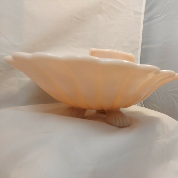 Vtg Cambridge Crown Art Deco Pink Glass 10.5" Sea Shell Footed Bowl cottage core - Picture 10 of 10